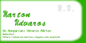 marton udvaros business card