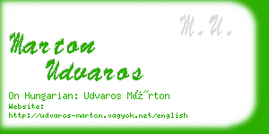 marton udvaros business card